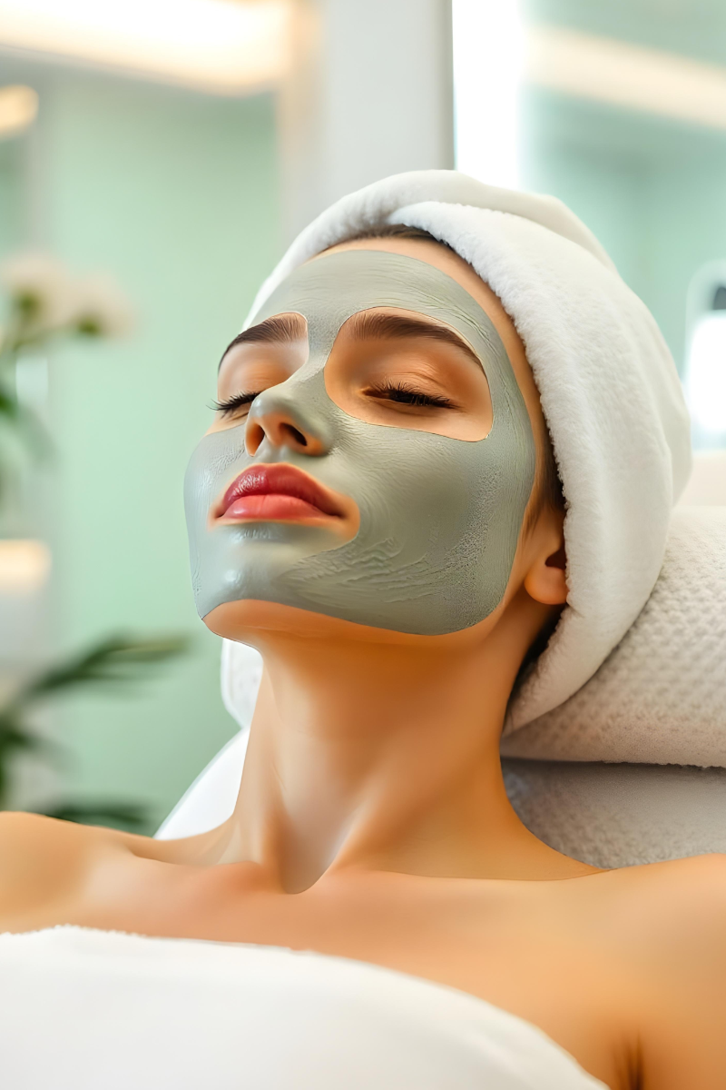 mujer con mascarilla en azus peluqueros